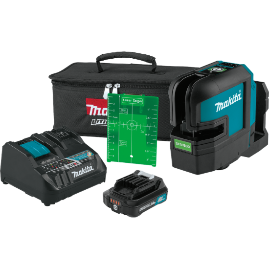 Makita 12V max CXT Self-Leveling Cross-Line Green Laser Kit w/1 x 2.0Ah Battery