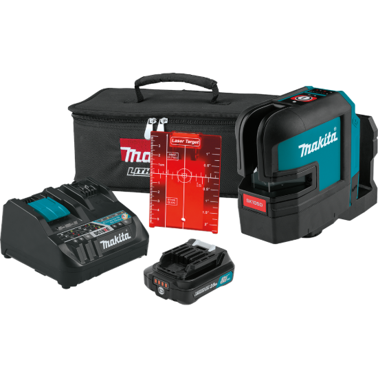 Makita 12V max CXT Self-Leveling Cross-Line Red Laser Kit w/1 x 2.0Ah Battery