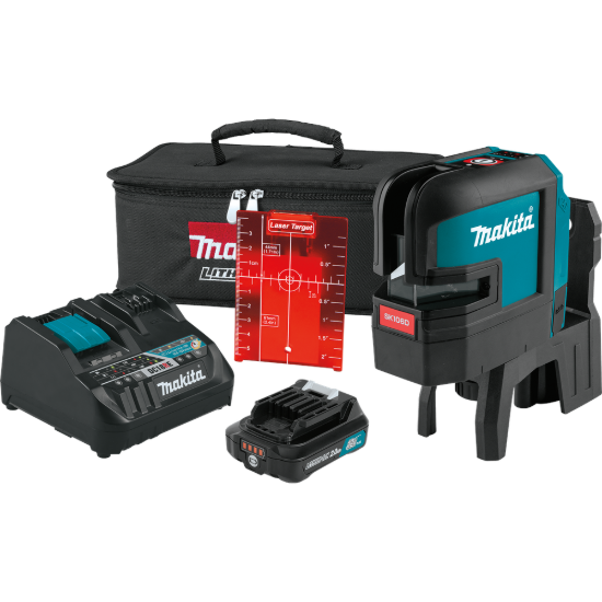 Makita 12V max CXT Self-Leveling Cross-Line/4-Point Red Beam Laser Kit w/1 x 2.0Ah Battery