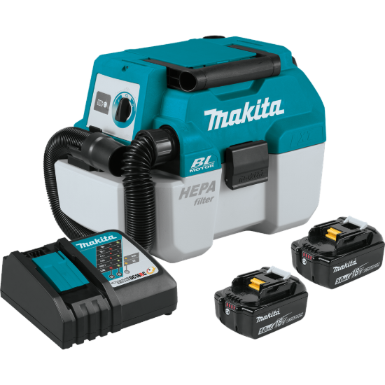 Makita 18V LXT Brushless 2 Gallon HEPA Filter Portable Wet/Dry Dust Extractor/Vacuum Kit w/5.0Ah Bat