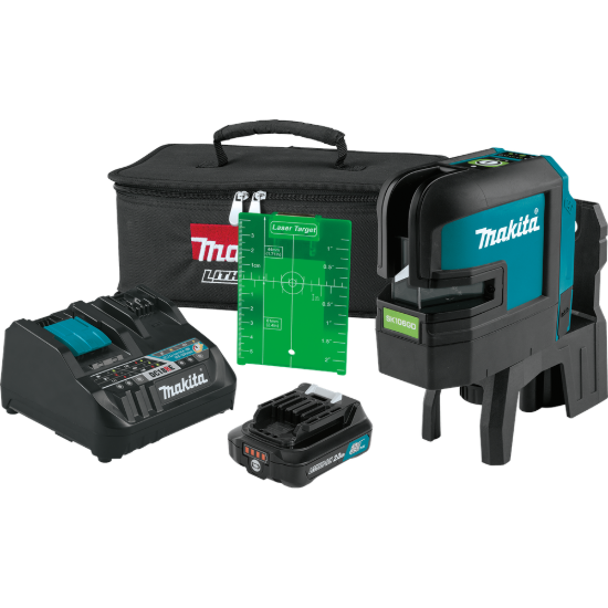 Makita 12V max CXT Self-Leveling Cross-Line/4-Point Green Laser Kit w/1 x 2.0Ah Battery