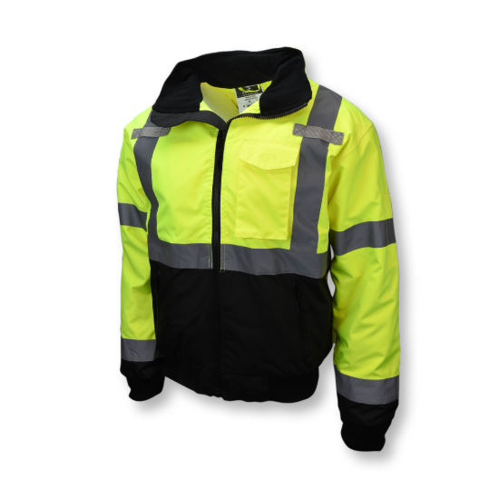 Radians Class 3 Two-in-One High Visibility Bomber Safety Jacket - Green/Black Bottom - Size M