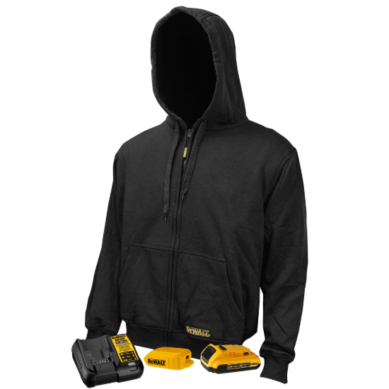 Dewalt Men's Heated Hoodie Sweatshirt with Battery - Black - Size S