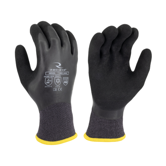 Radians Cut Protection Level Dipped Waterproof Winter Gripper Glove - Size L - Priced per pair