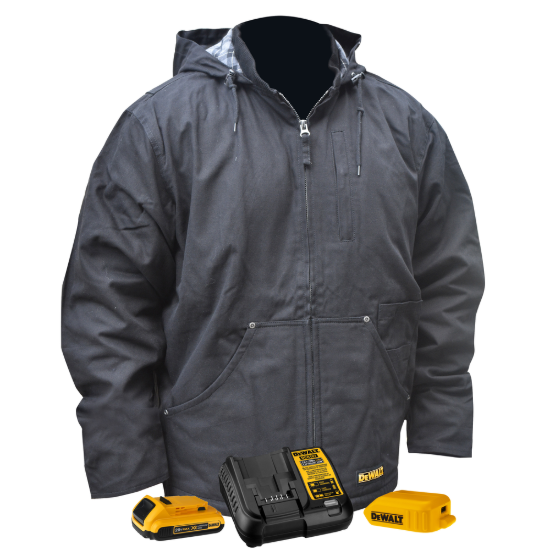 Dewalt Men's Heated Heavy Duty Work Coat Kit - Black - Size S