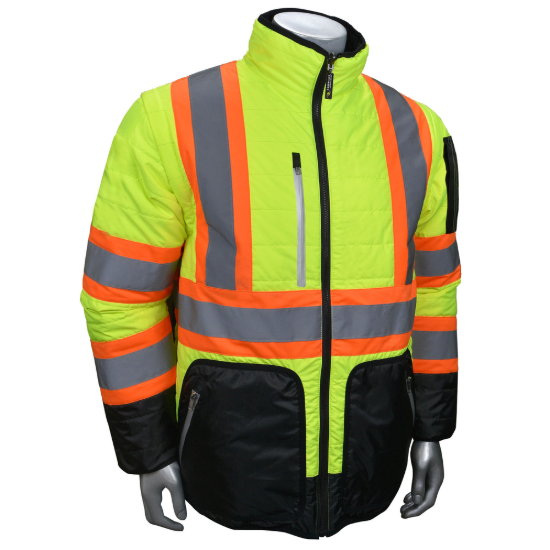 Radians Quilted Reversible Jacket with Zip-Off Sleeves X-Back - Hi Vis Green - Size S