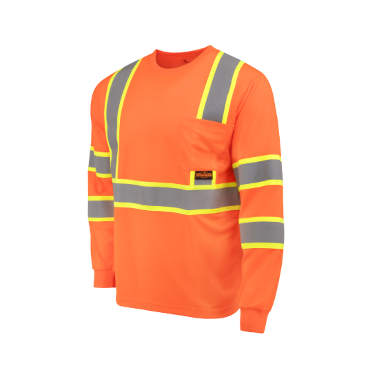 Radians Class 3 Mesh Long Sleeve T-Shirt with Contrast Trim - Orange - Size XL