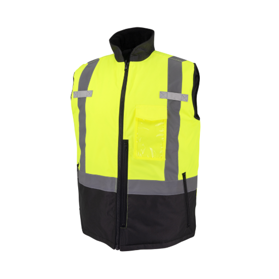 Radians Class 2 Hi-Vis Reversible Insulated Vest - Green / Black - Size L