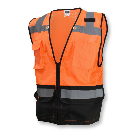 Radians Type R Class 2 Heavy Duty Surveyor Safety Vest with Zipper - Hi-Vis Orange - Size XL
