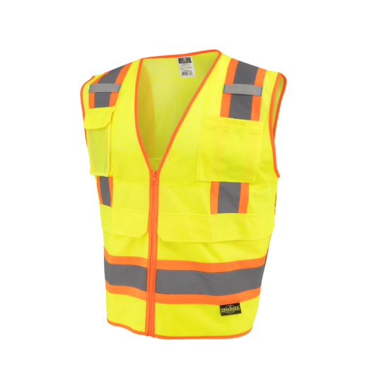 Radians Two Tone Type R Class 2 Mesh/Solid Surveyor Vest with Plan/Tablet Pocket - Green - Size L