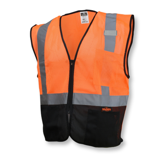 Radians Black Bottom Economy Mesh Safety Vest - Orange/Black Bottom - Size 2X