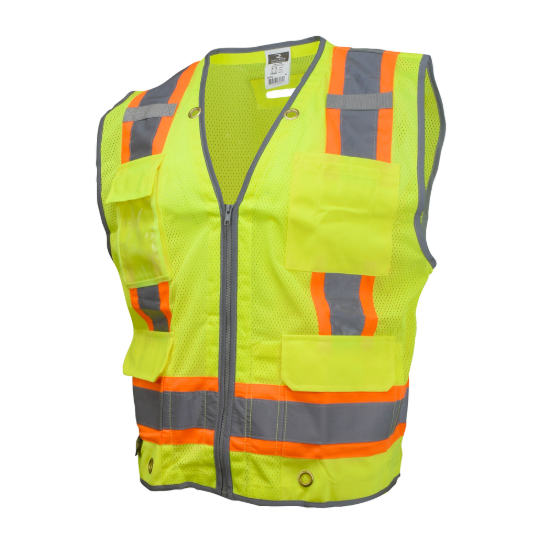 Radians Type R Class 2 Heavy Duty Two Tone Mesh Surveyor Vest with Solid Pockets - Green - Size S