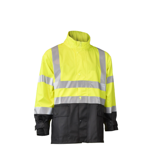 Radians High Visibility Rainwear Jacket - Hi-Vis Green / Black - Size L