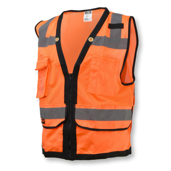 Radians Type R Class 2 Heavy Duty Mesh/Solid Surveyor Safety Vest - Orange - Size XL