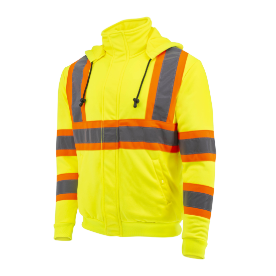 Radians High Neck Zip Front X-Back Hooded Sweatshirt - Hi Vis Lime - 4X