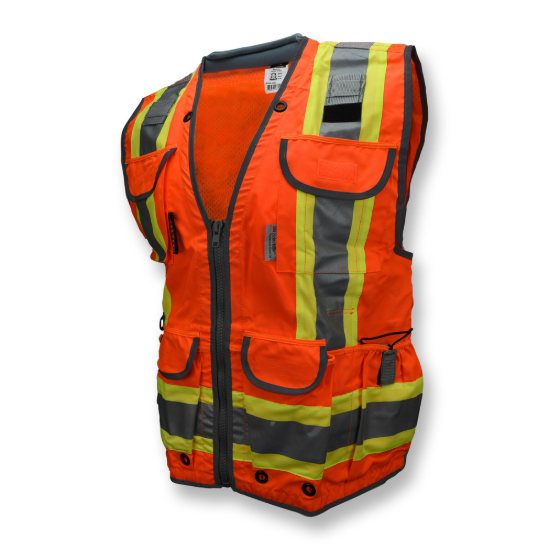 Radians Class 2 Heavy Woven Two Tone Woven/Mesh Engineer Vest - Orange - Size 5X