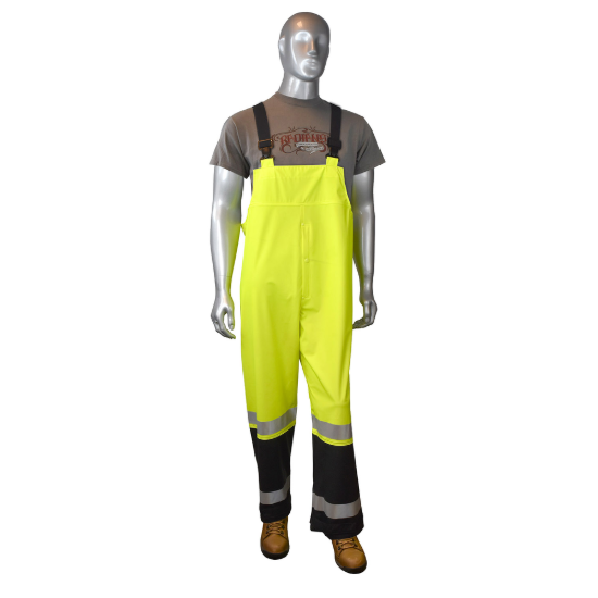 Radians High Visibility Rainwear Overalls - Hi-Vis Green / Black - Size 2X