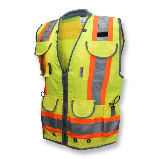 Radians Class 2 Heavy Woven Two Tone Woven/Mesh Engineer Vest - Green - Size 2X