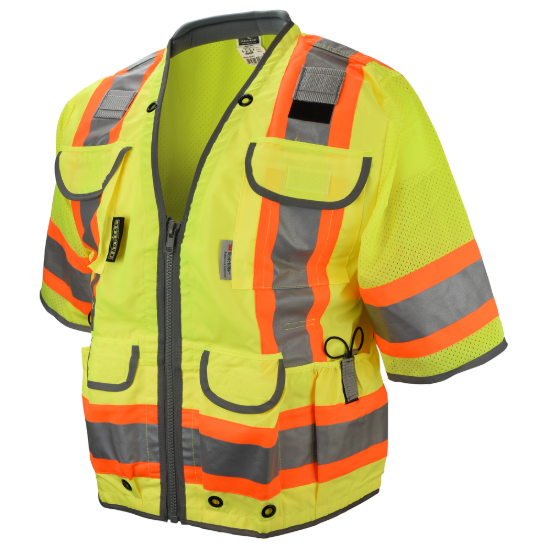 Radians Class 3 Heavy Woven Two Tone Mesh Engineer Vest - Green - Size L