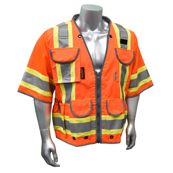 Radians Class 3 Heavy Woven Two Tone Mesh Engineer Vest - Orange - Size 4X