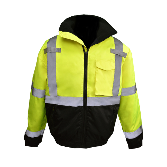Radians Type R Class 3 Weatherproof Bomber Jacket with Quilted Liner - Hi-Vis Green - Size S