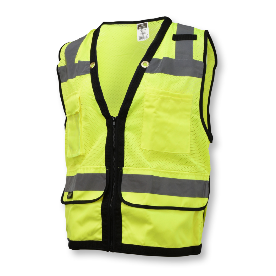 Radians Type R Class 2 Heavy Duty Mesh/Solid Surveyor Safety Vest - Green - Size XL