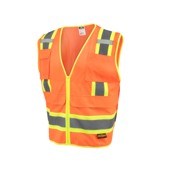 Radians Two Tone Type R Class 2 Mesh/Solid Surveyor Vest with Plan/Tablet Pocket - Orange - Size 4X
