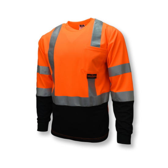 Radians Type R Class 3 Long Sleeve Black Bottom T-Shirt - Orange/Black - Size 3X