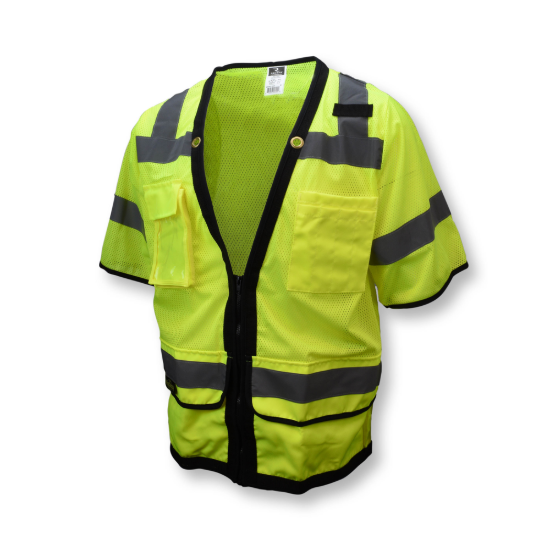 Radians Type R Class 3 Heavy Duty Mesh Surveyor Safety Vest with Zipper - Green - Size XL