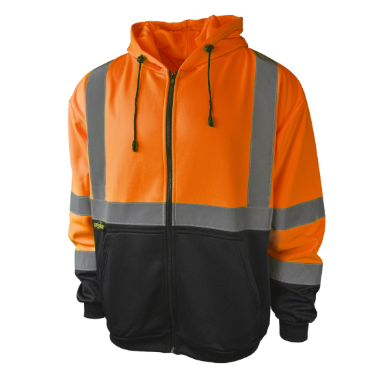 Radians Class 3 Color Blocked Hooded Zippered Sweatshirt - Orange - Size M