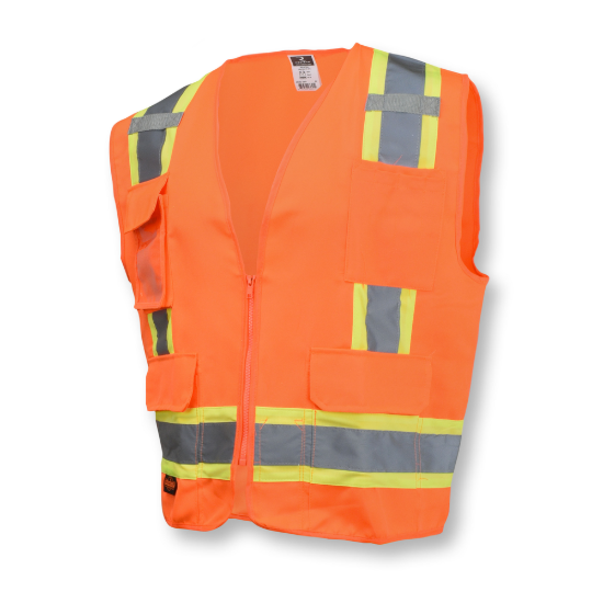 Radians Type R Class 2 Surveyor Heavy Duty Solid Twill Safety Vest - Orange - Size XL