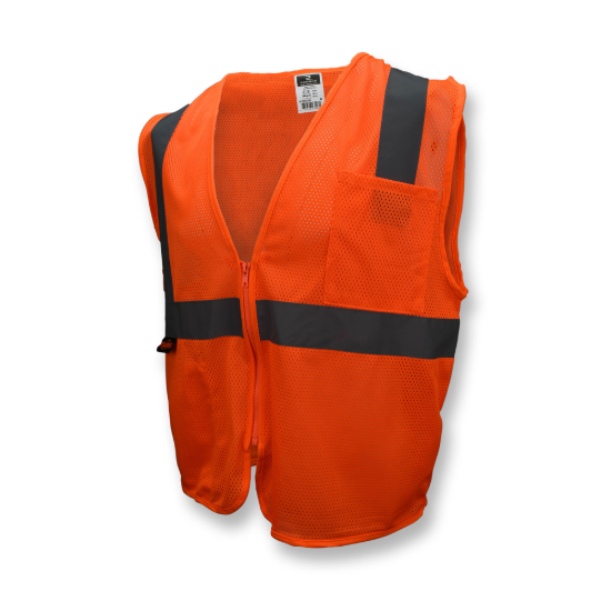 Radians Economy Type R Class 2 Mesh Safety Vest with Zipper - Orange - Size M