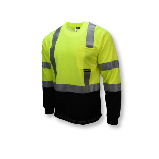 Radians Type R Class 3 Long Sleeve Black Bottom T-Shirt - Green/Black - Size 2X
