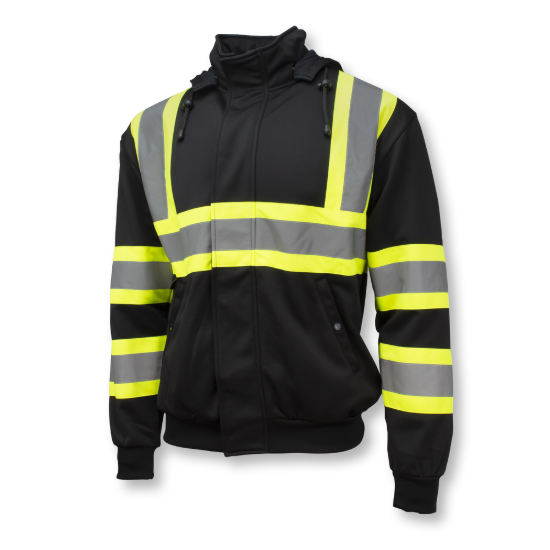 Radians High Neck Zip Front X-Back Hooded Sweatshirt - Black - 3X