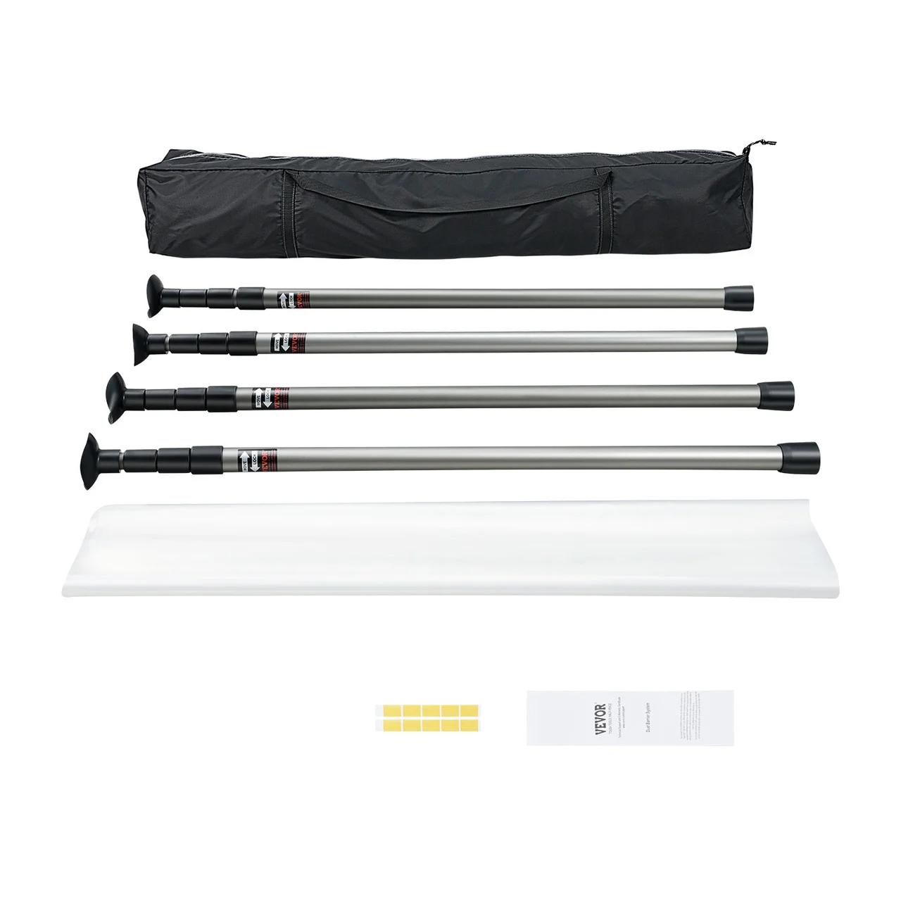 Dust Barrier Poles, 12 Ft Poles with 4 Telescoping Poles, Carry Bag, and 32.8x13.12 Ft Plastic Film, for Interior Decoration and Painting Projects