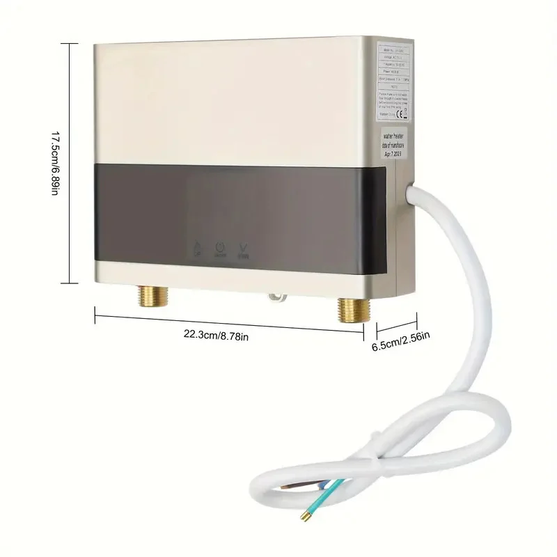 110V 4000W Small Kitchen Treasure Water Heater (horizontal Inlet And Outlet At The Bottom) - Golden Color