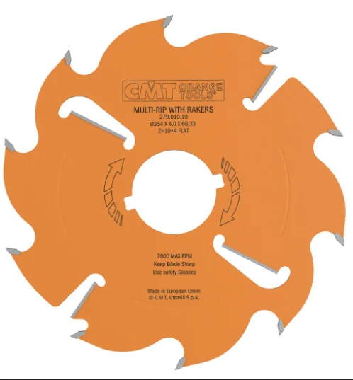 CMT 279.010.10,10'',Industrial Multi-Rip Circular Saw Blades with Rakers