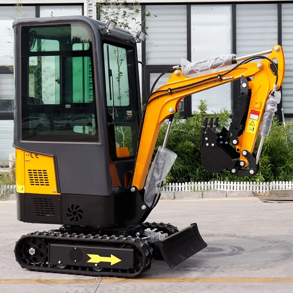 13.5HP Mini Crawler Excavator - 1 Ton Capacity, Heavy-Duty Performance, Enclosed Cab - Durable Alloy Steel, Fuel-Efficient RATO Engine, Random Color