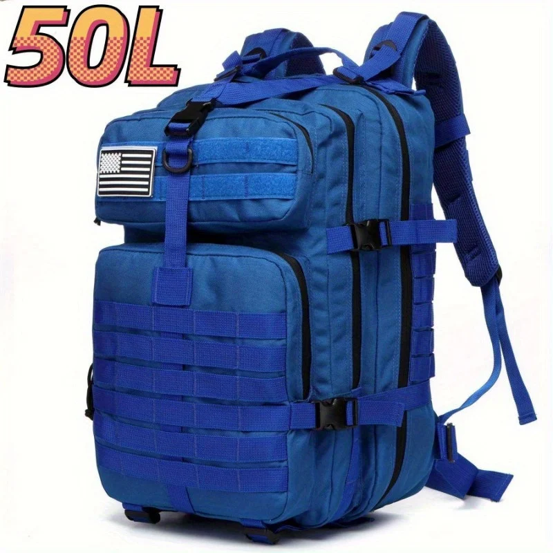 Spacious, Waterproof 1000D Nylon Backpack - Tactical Outdoor Rucksack for Camping, Hiking, Trekking & Fishing | Casual Style, Hand-Washable | Men's Fashion | Available in 13.21gal Size, Hiking Backpack Blue