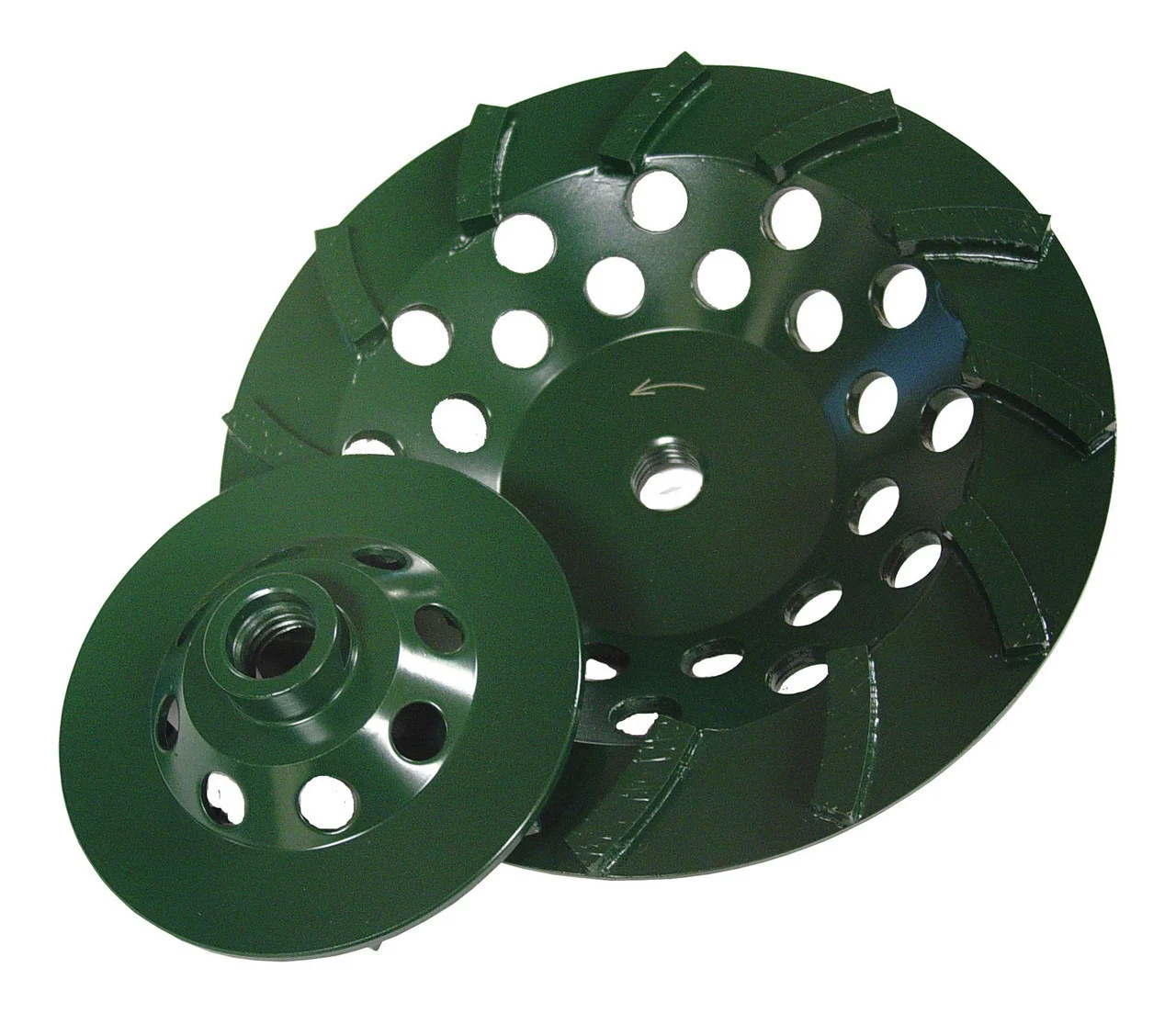 Utility Green Spiral Turbo Cup Grinders - 9 Segments - 4" x 7/8"
