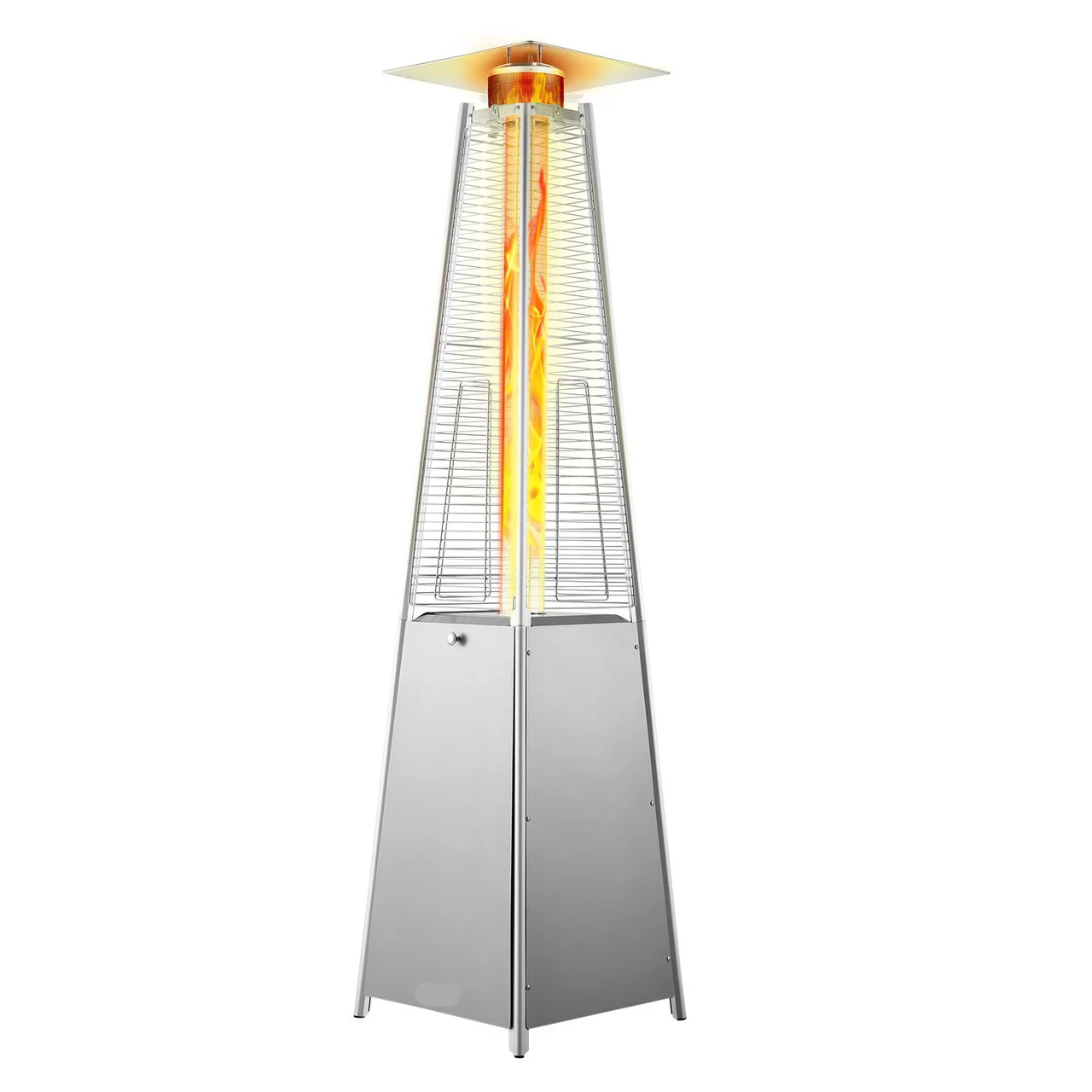 Propane Patio Heater 48000BTU Pyramid w/Wheels for Outdoor Patio Silver
