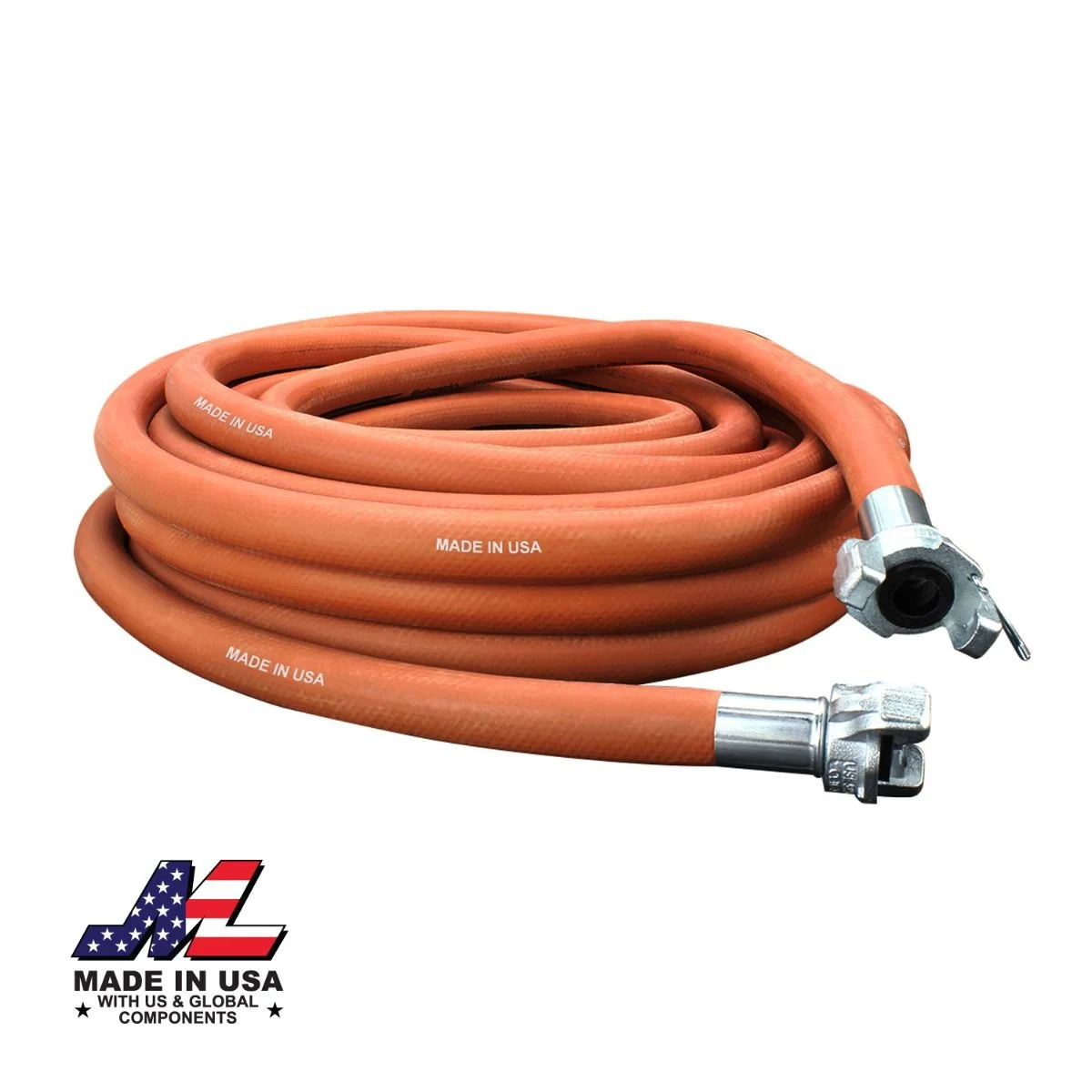 Milton? Industrial Jackhammer 50?? Red Rubber Air Hose w/ 3/4" Crimped Universal (Chicago) Coupling Connection Fitting ?? MADE IN USA
