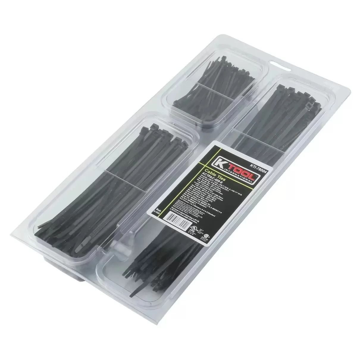 K Tool International 400 PC. BLACK NYLON TIE ASSORTMENT