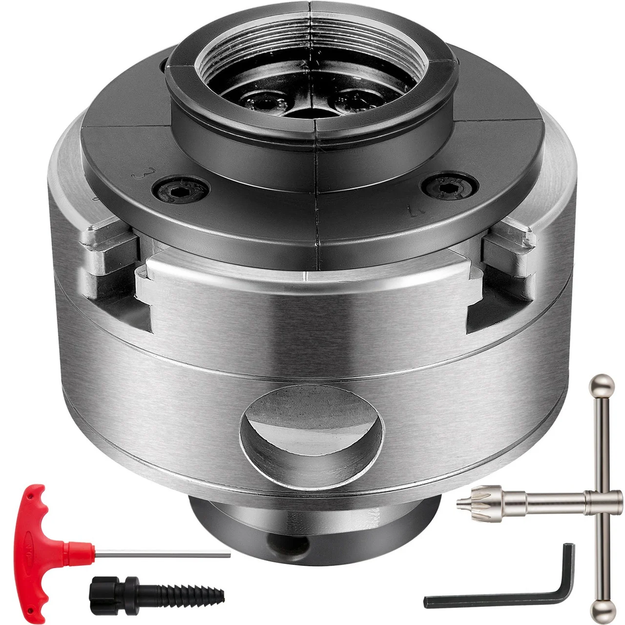 Wood Lathe Chuck, 3.75" Woodturning Chuck, 4-Jaw Gear Chuck, 1In x 8TPI Thread Mini Key Chuck, Precision Self-Centering Woodturning Chuck Jaws, Wood Lathe Accessories for Bowls Vases