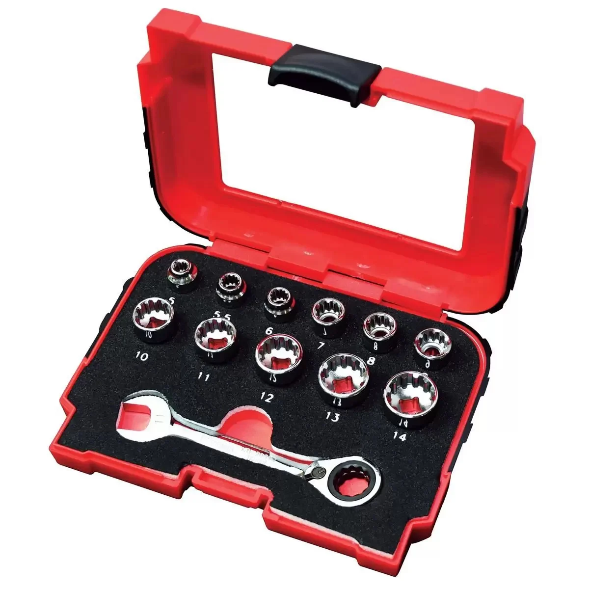 K Tool International MULTI PLUS CLOSE QTR SPLINE SOC 1/4" SET 12PC