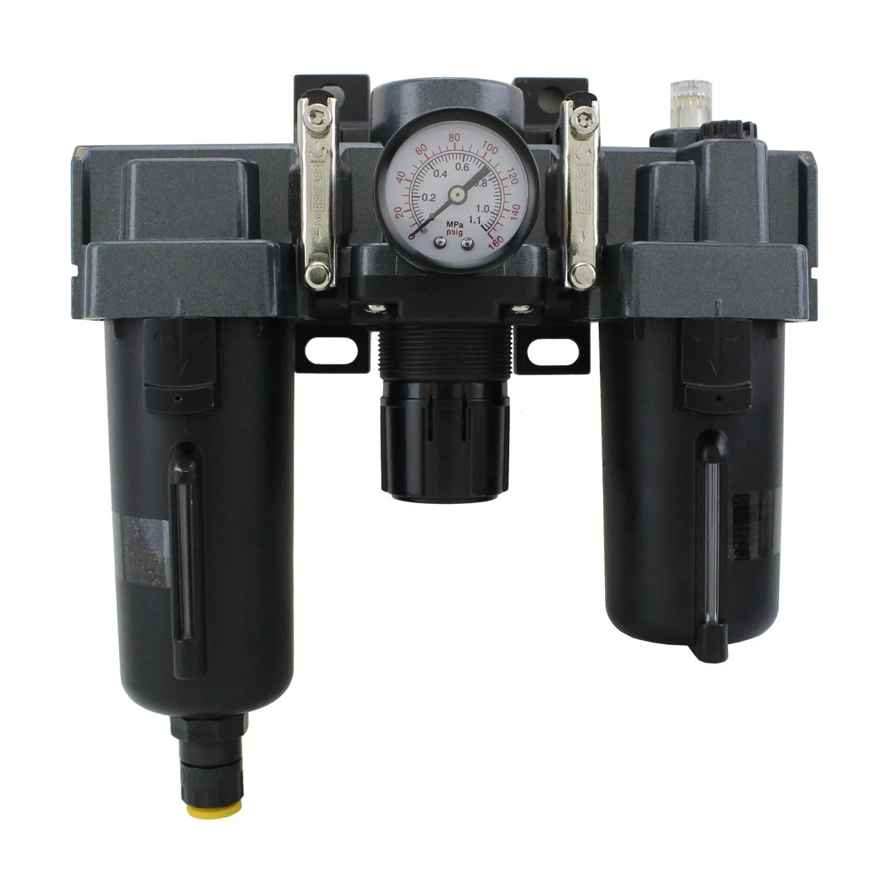 Milton? EXELAIR? FRL Air Filter, Regulator and Lubricator System, 1/4" NPT, Metal Bowl, Automatic Float