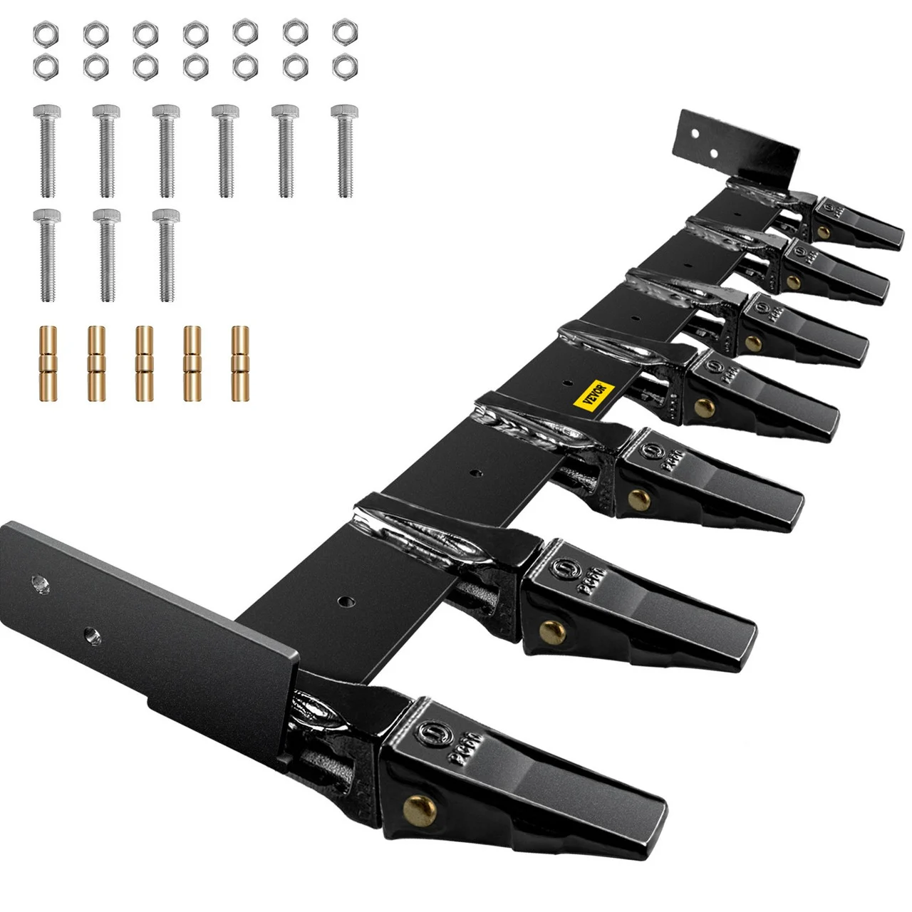Bucket Tooth Bar 72'' Inside Bucket Width Tractor Bucket Teeth 9.84'' Teeth Space Tooth Bar for Loader Bucket 23TF Bolt on Tooth Bucket Enables Penetration of Compacted Soil and Other Materials