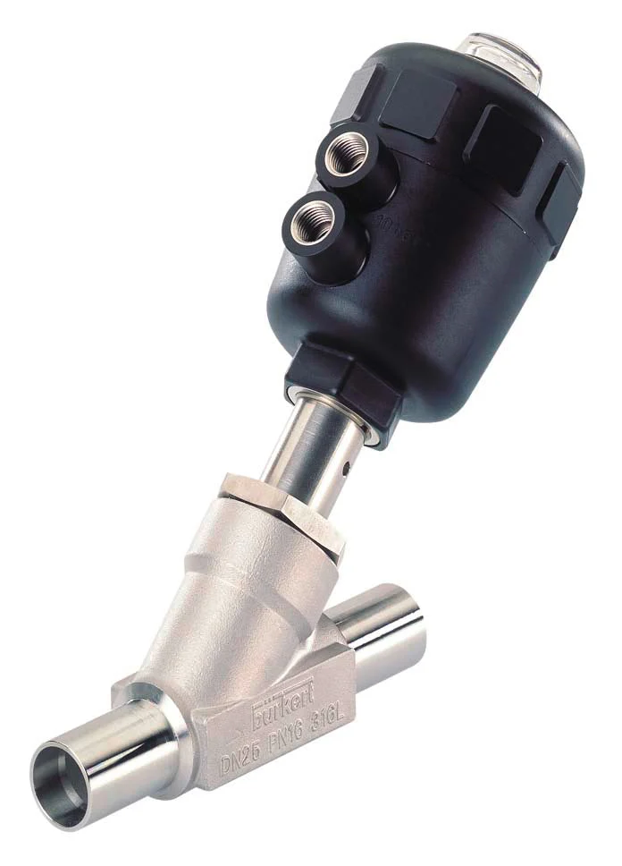 Welded End DN 40 Double-Acting Pneumatic 2-Way Angle Seat Valve Stainless Steel - 2000 - 237797