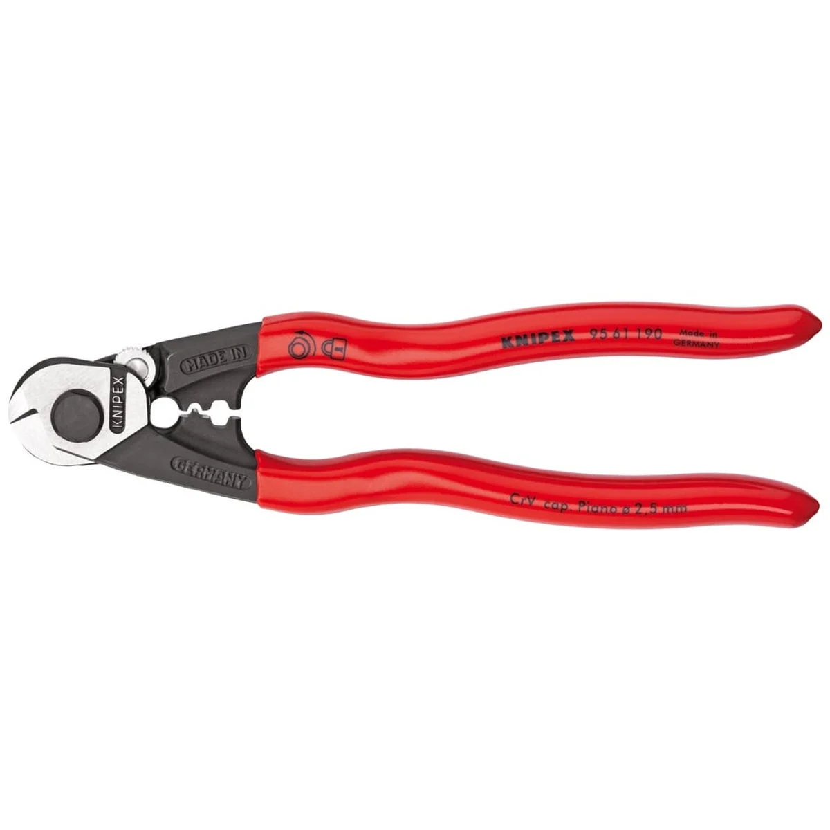 Knipex 7.5-in. Wire Rope Cutting Pliers with Crimping Dies (95 61 190 SBA)