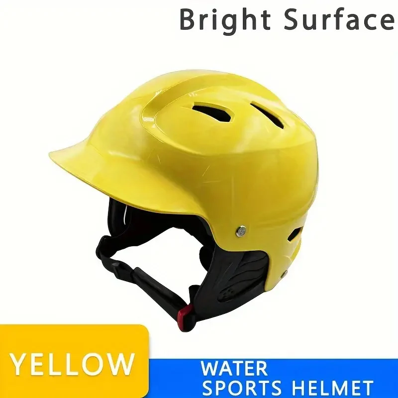 ABS Water Rescue Helmet: Skiing, Biking, Adjustable Wakeboarding, Rafting, and Kayaking Safety Gear with Detachable Ear Protection Yellow
